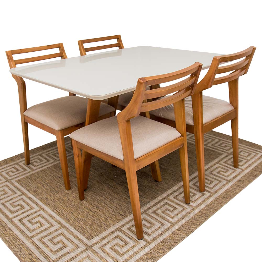 Conjunto de Sala de Jantar com Mesa e Quatro Cadeiras Marrons